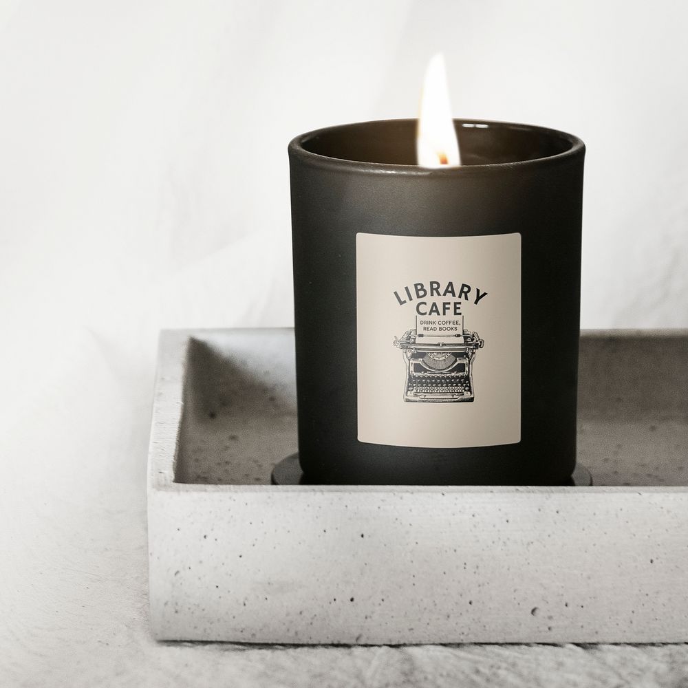 Scented candle label mockup, aromatic product psd