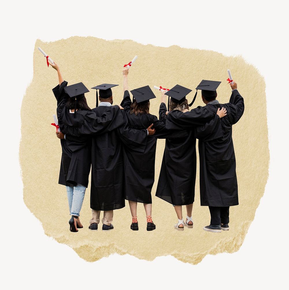 University students in graduation gowns image element