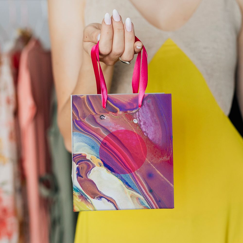 Colorful marble shopping bag DIY experimental art with design space