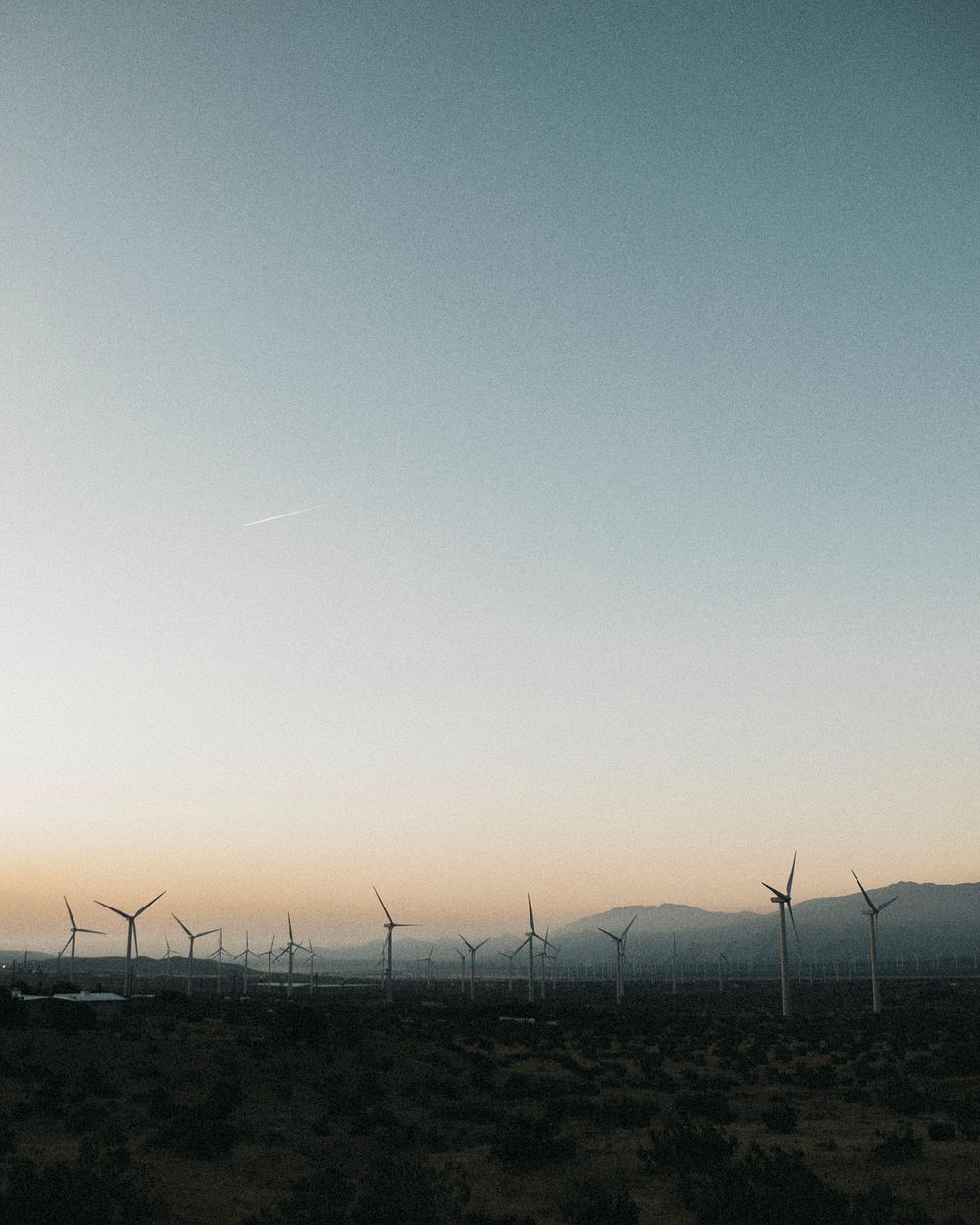 Wind turbines in the Palm Springs desert, USA