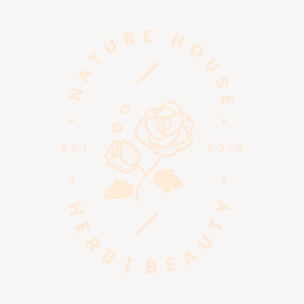 Rose business logo, beige flower design for beauty brands psd