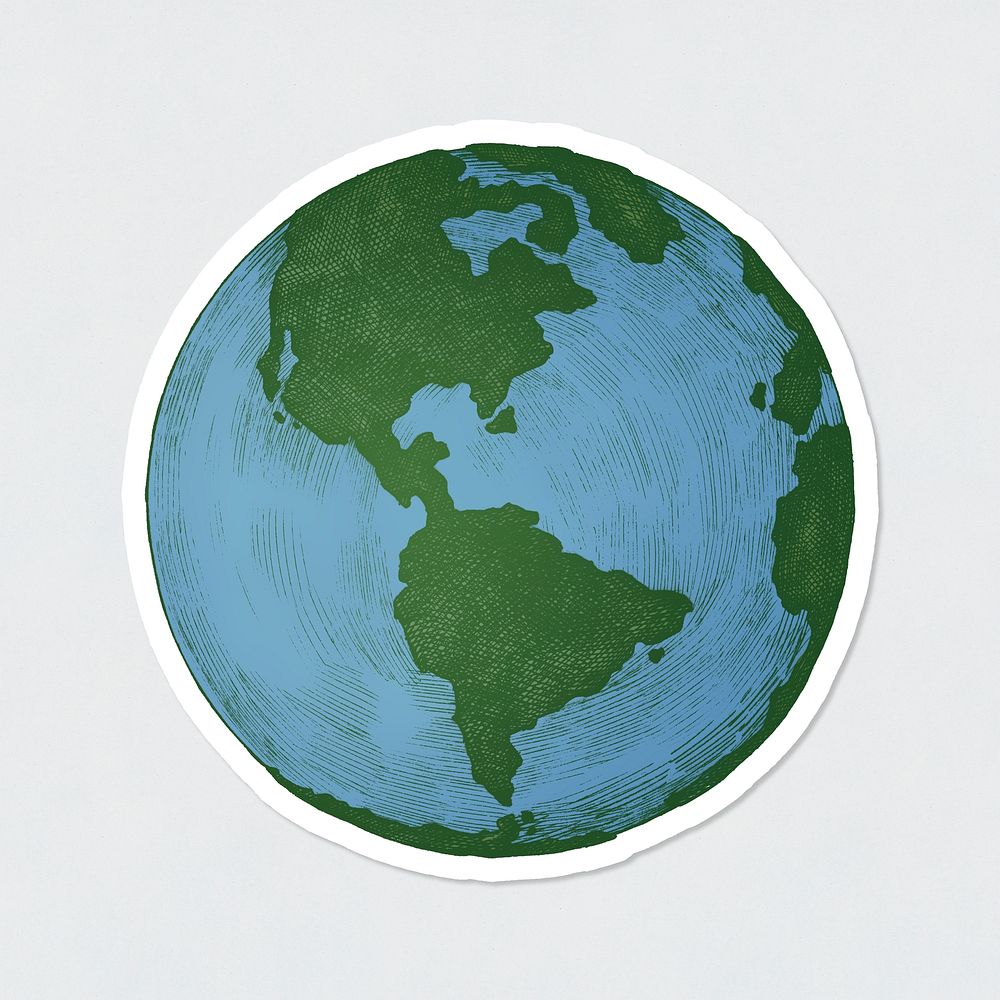 Vartoon globe vintage icon sticker