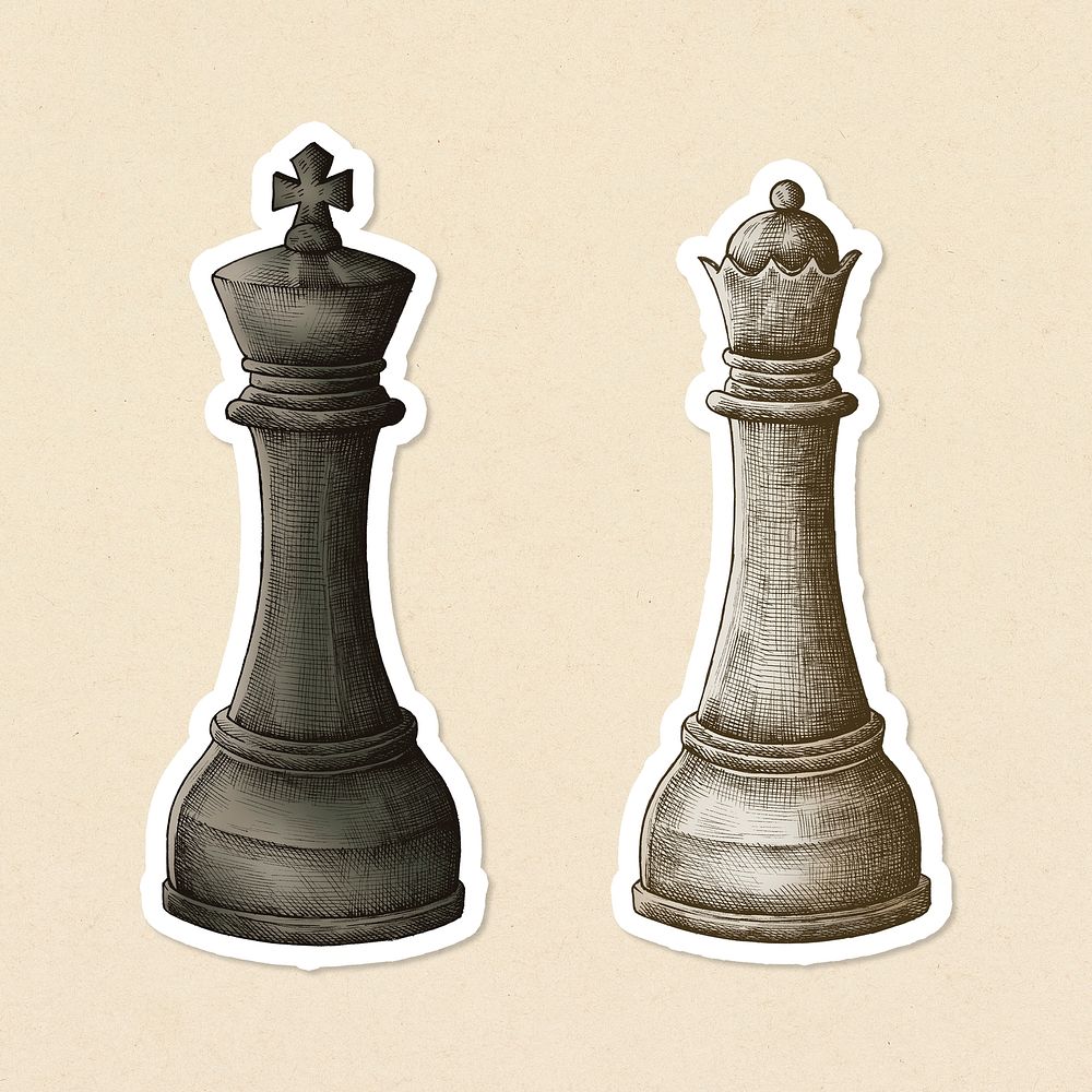 Vintage brown chess object icon sticker