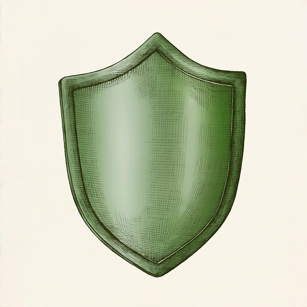 Hand drawn green shield sticker