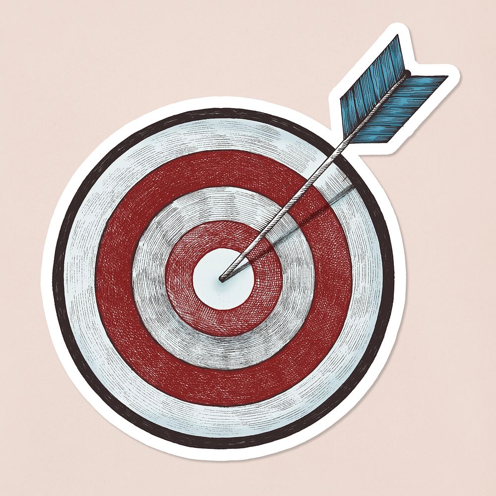 Vintage arrow and target icon sticker