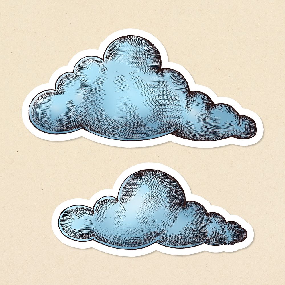 Blue clouds vintage icon sticker