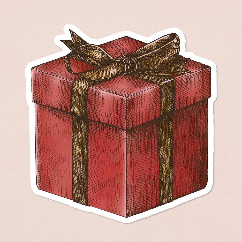 Red present box vintage sticker