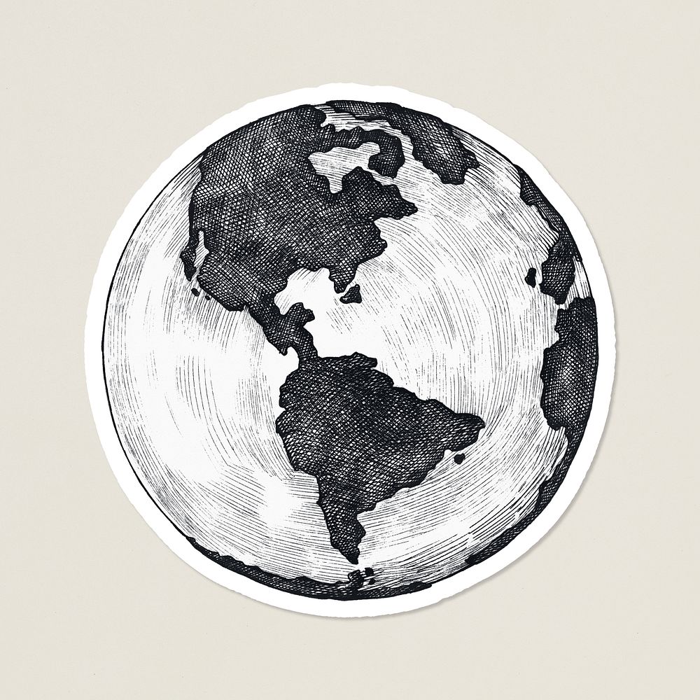 Cartoon globe vintage icon sticker