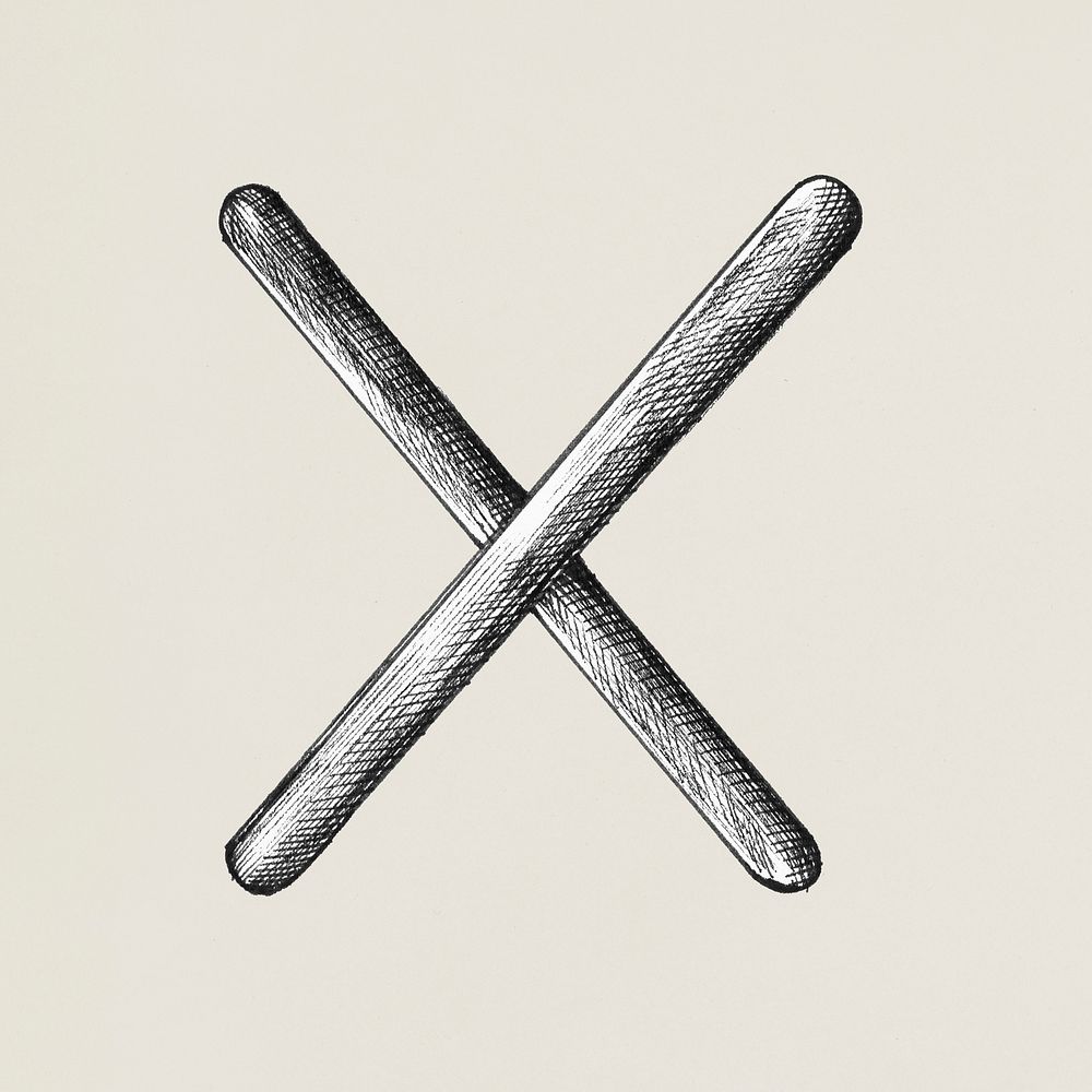 X cross mark cartoon sticker black and white