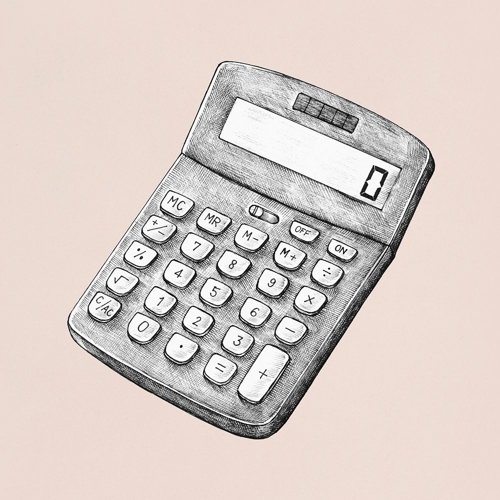 Hand drawn digital calculator sticker