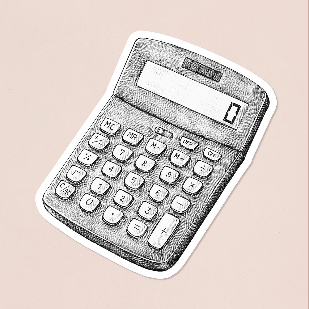 Psd vintage calculator drawing sticker
