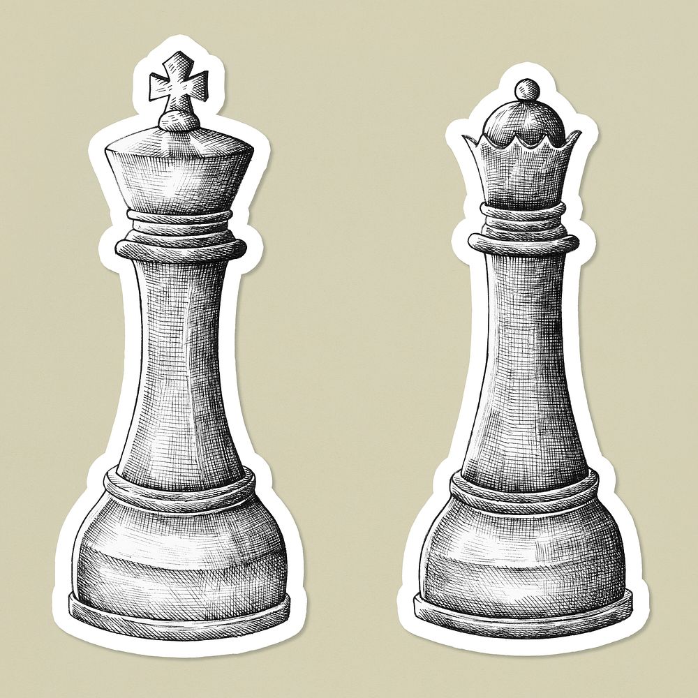 Vintage king and queen chess sticker