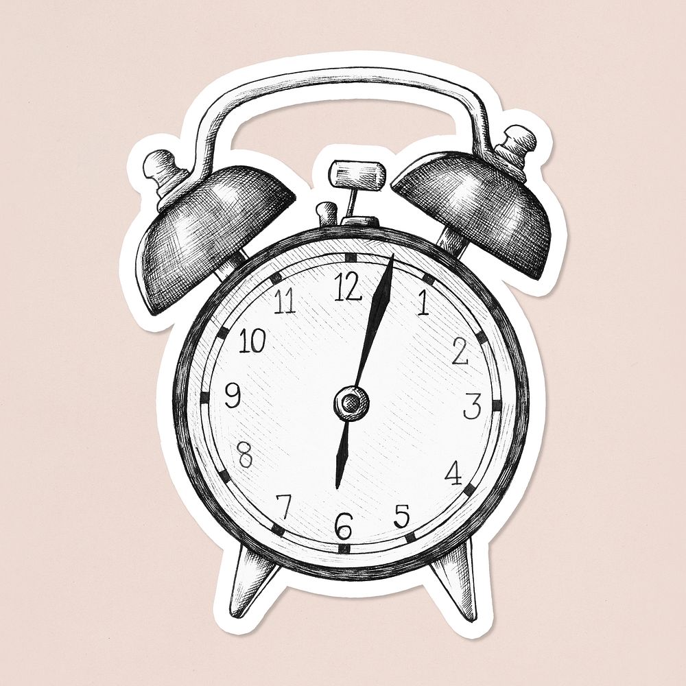 Retro alarm clock icon sticker