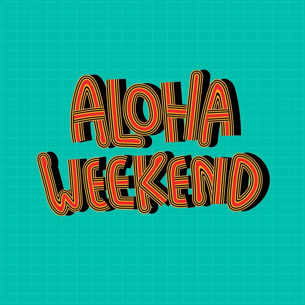 Red Aloha Weekend vector green background