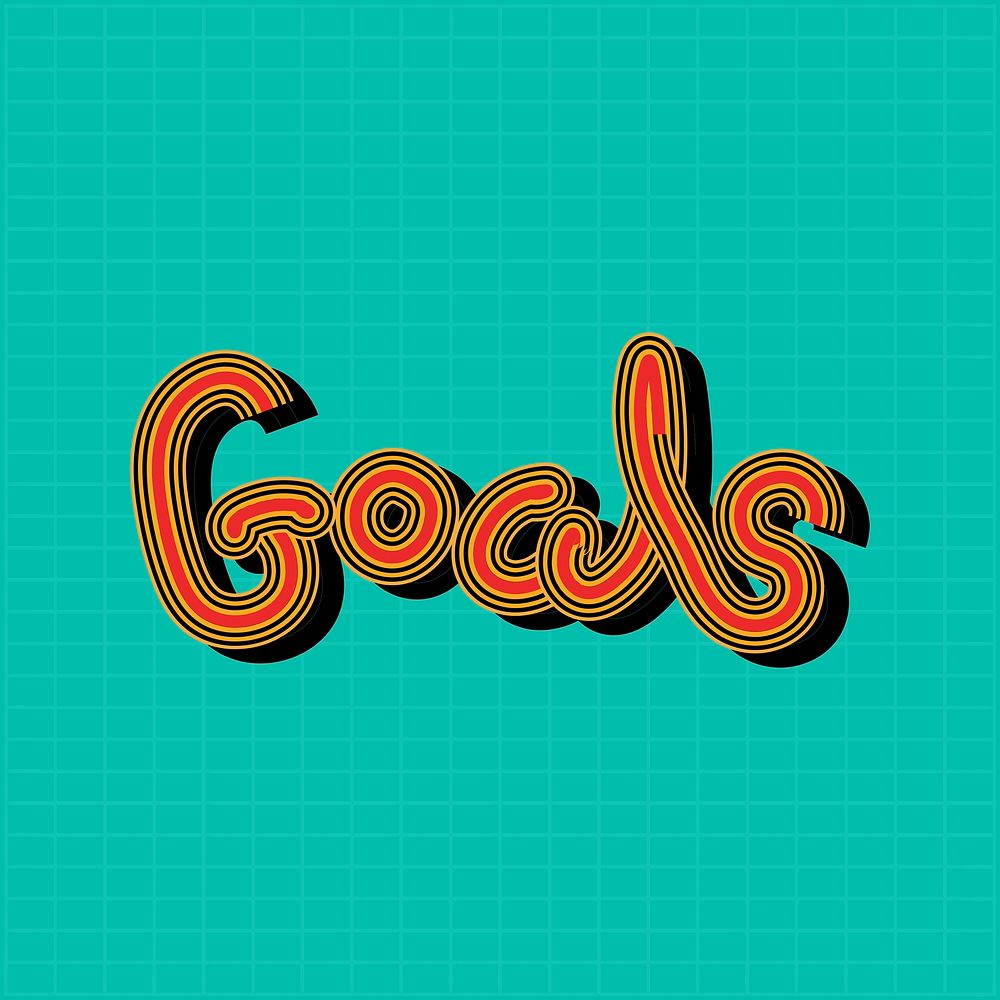 Goals red and green psd word sticker