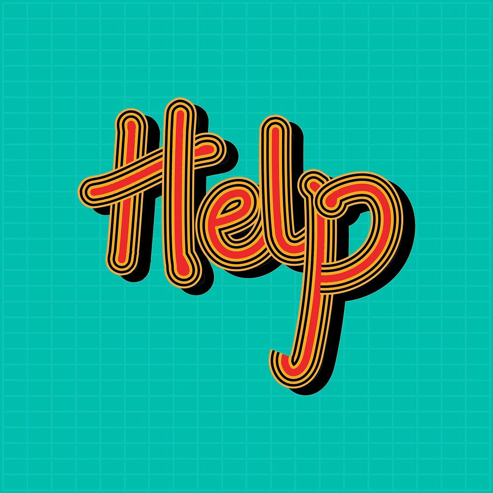 Colorful Help word psd illustration grid background