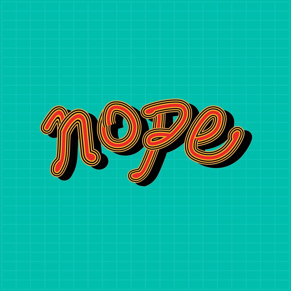 Vector Nope red with green background typography
