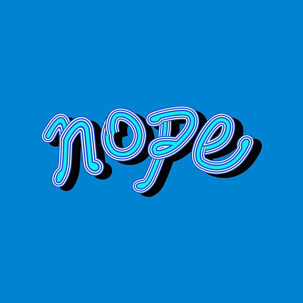 Retro blue shades Nope psd cursive typography sticker