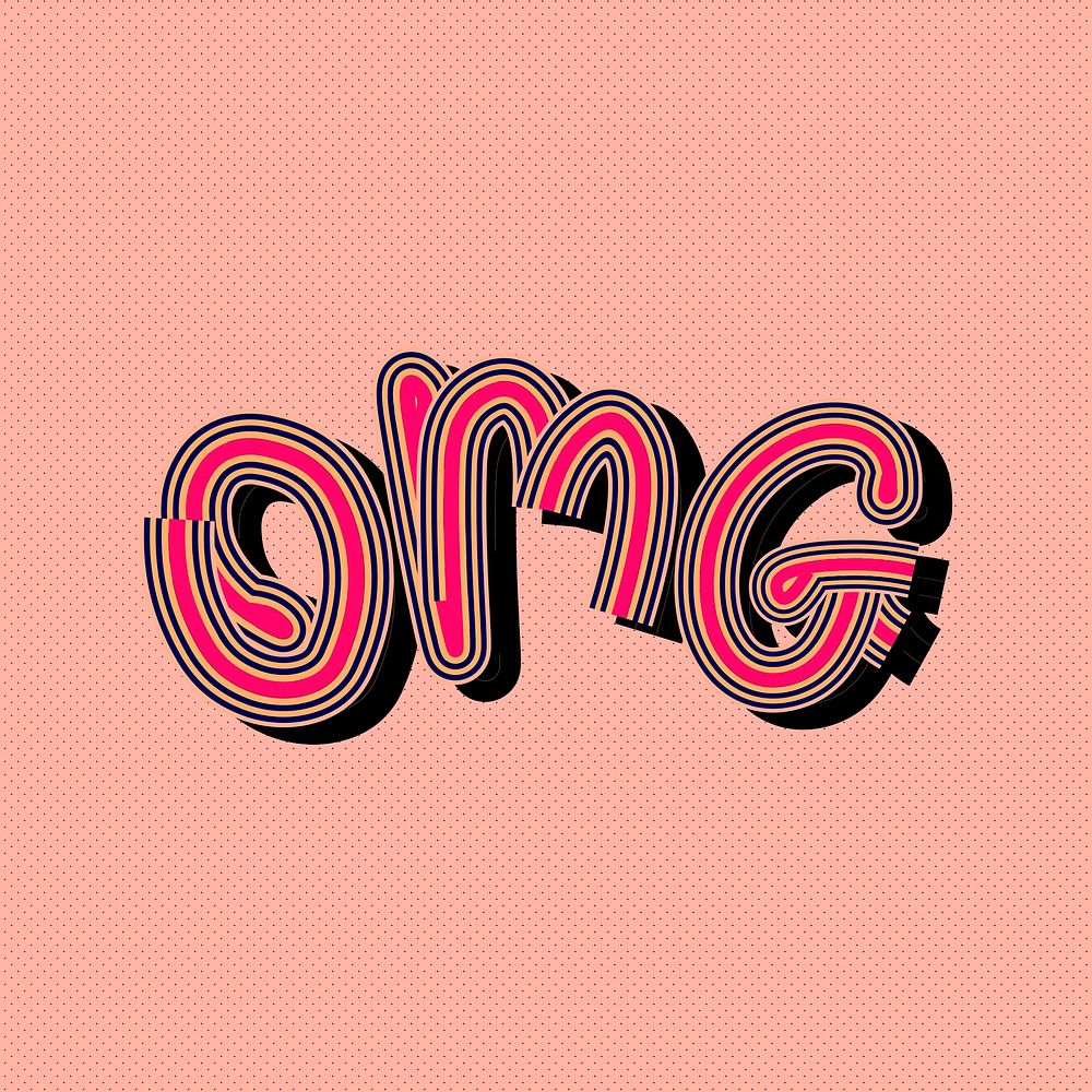 Vintage OMG pink font peachy background