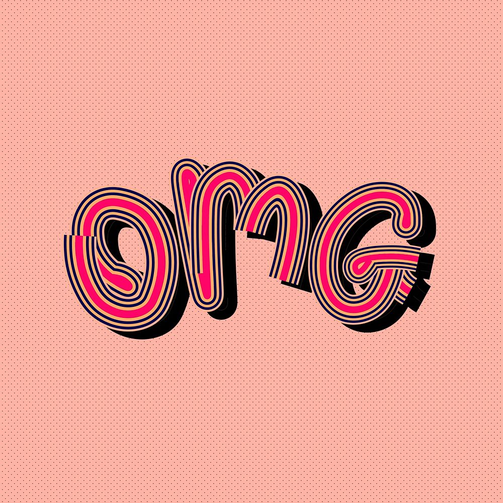 Colorful OMG vector pink funky word sticker