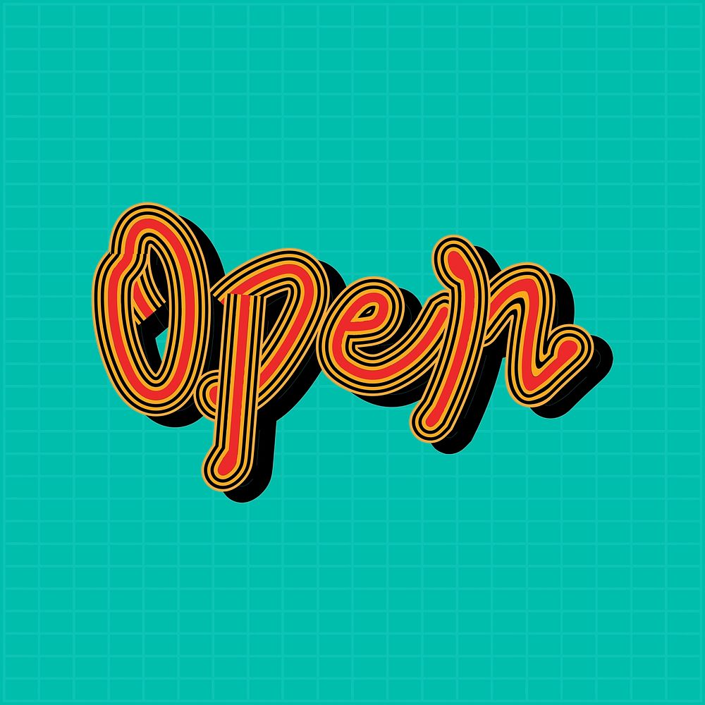 Red Open psd sticker with green background