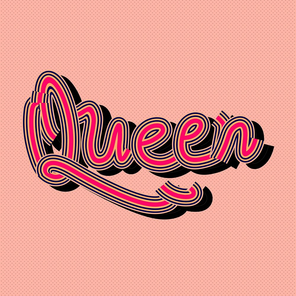 Retro pink Queen vector dotted background sticker