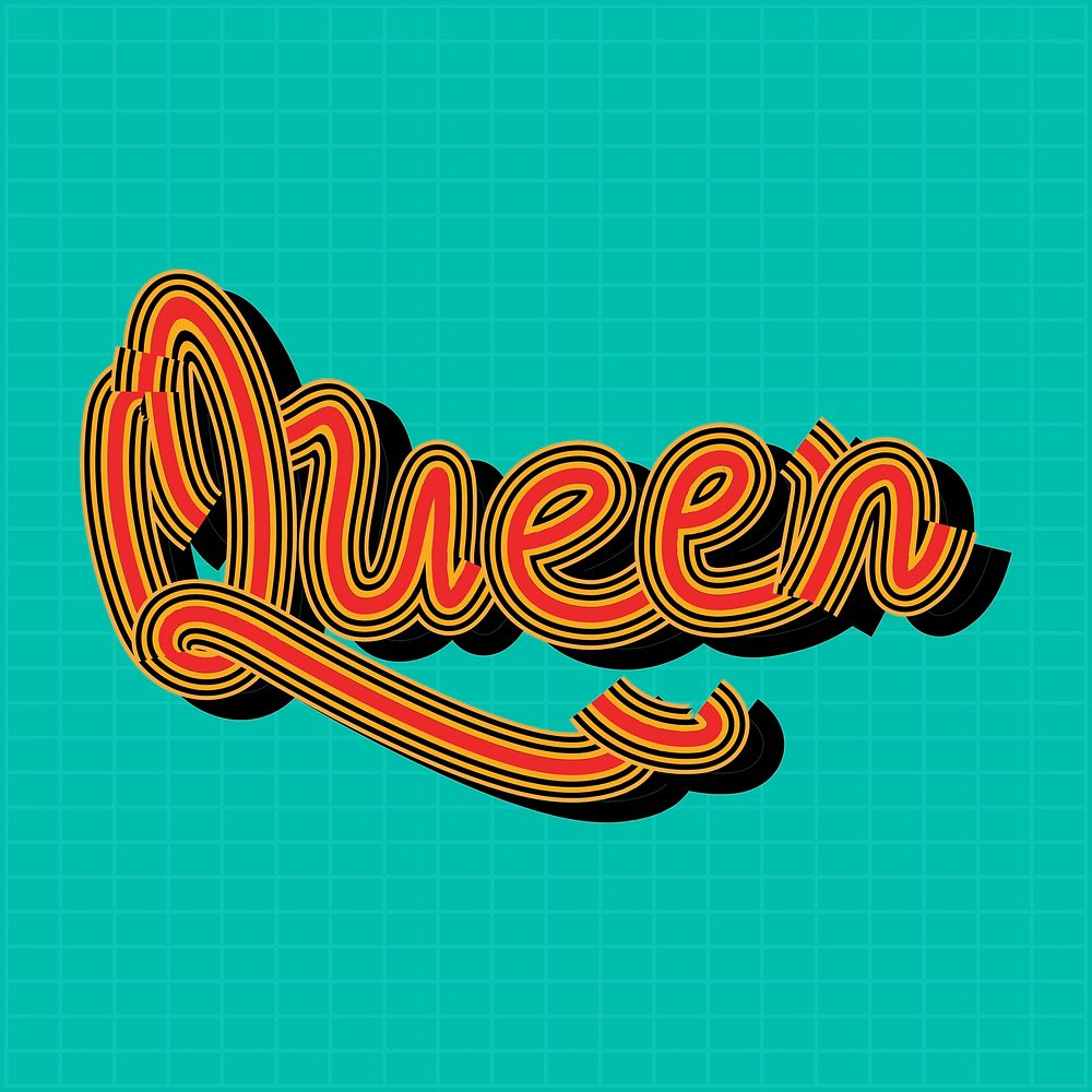 Red Queen psd sticker with green grid