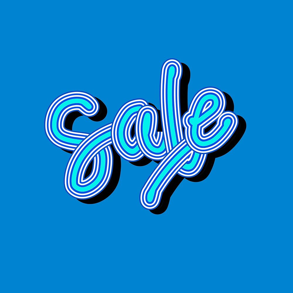 Handwritten Sale blue vector funky typography