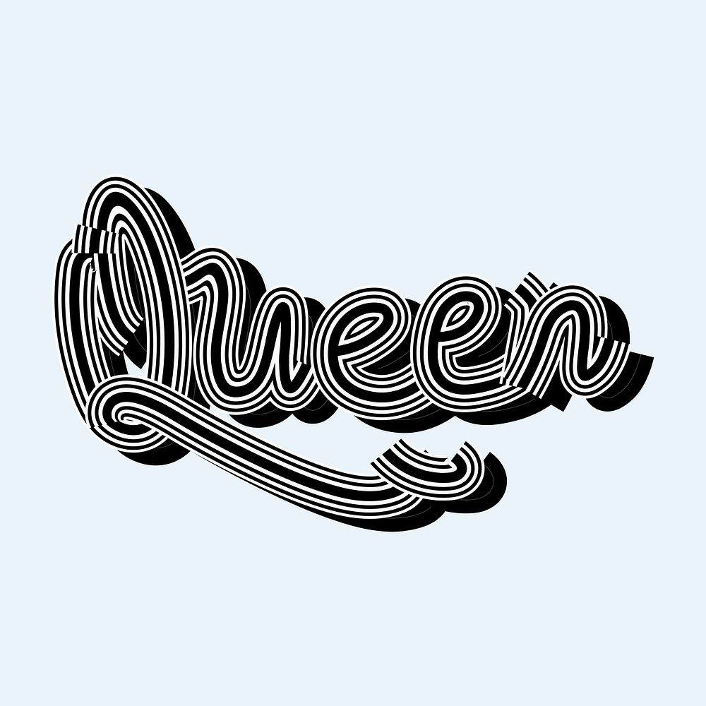 Queen black font psd funky calligraphy