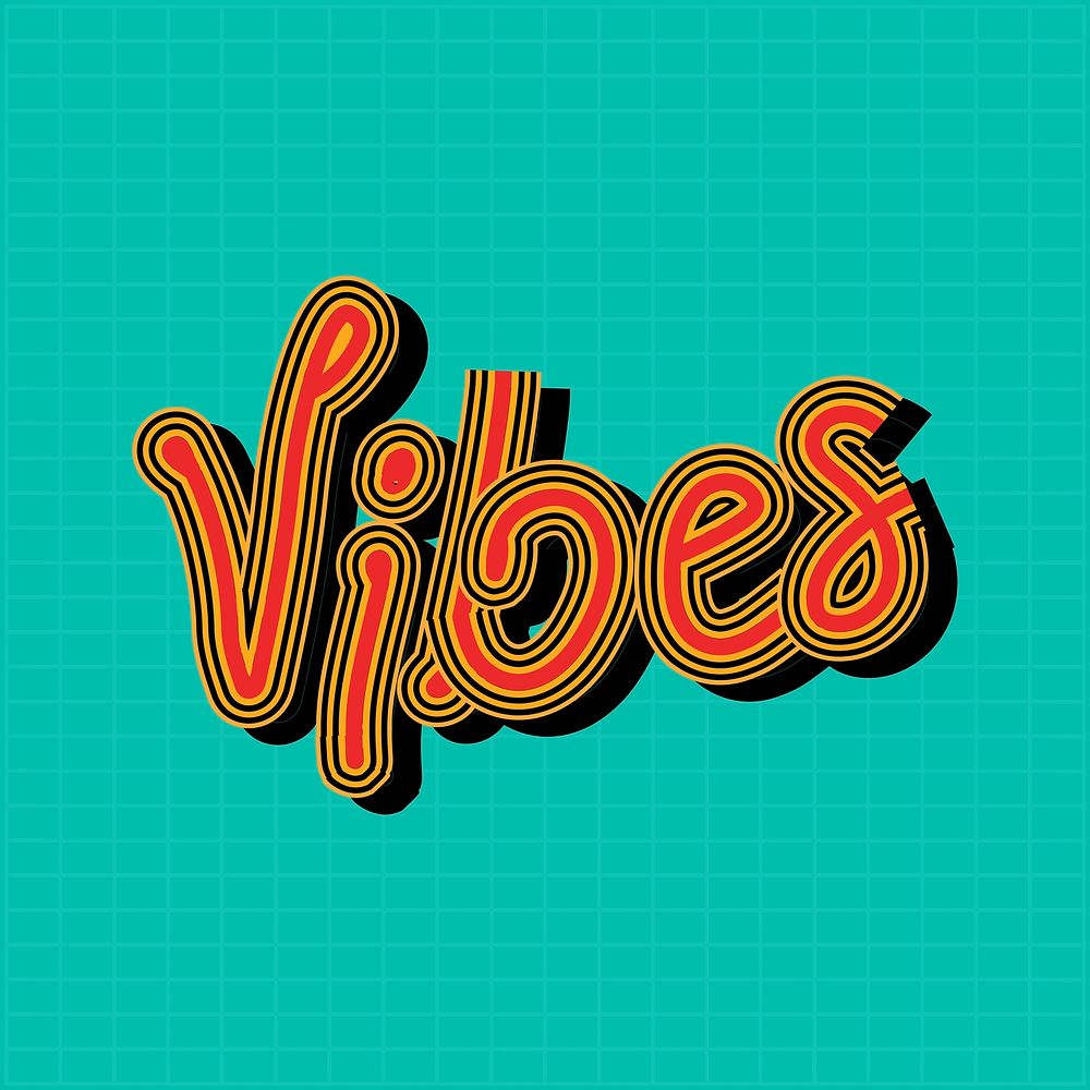 Red and green psd Vibes sticker vintage font