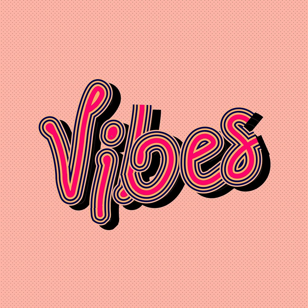 Psd hot pink Vibes typography sticker