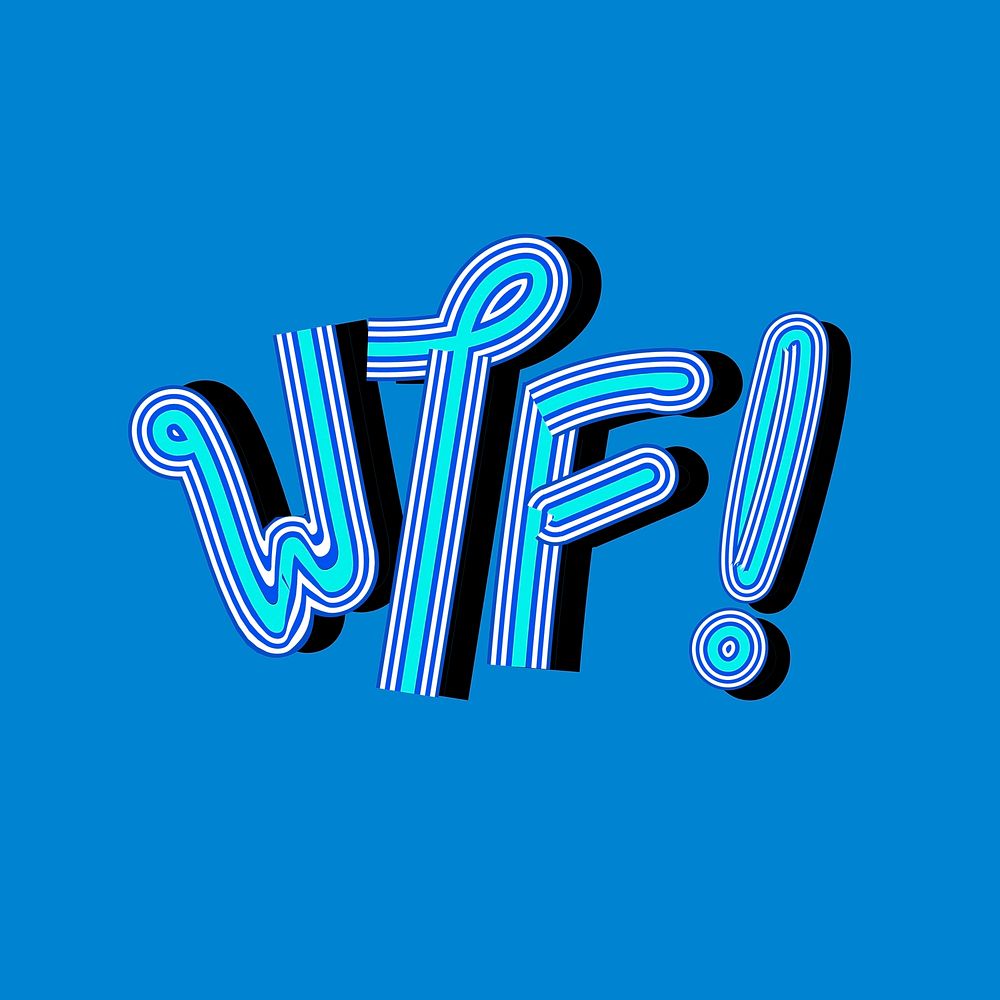Retro blue shades WTF! vector sticker illustration
