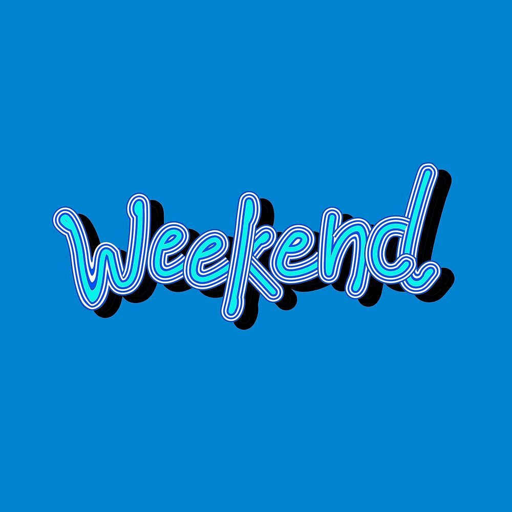 Blue shades Weekend psd word sticker illustration