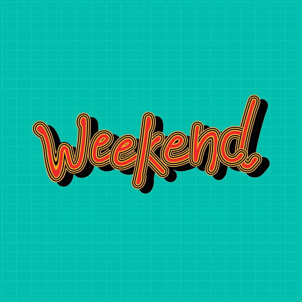 Red Weekend psd word typography with green background