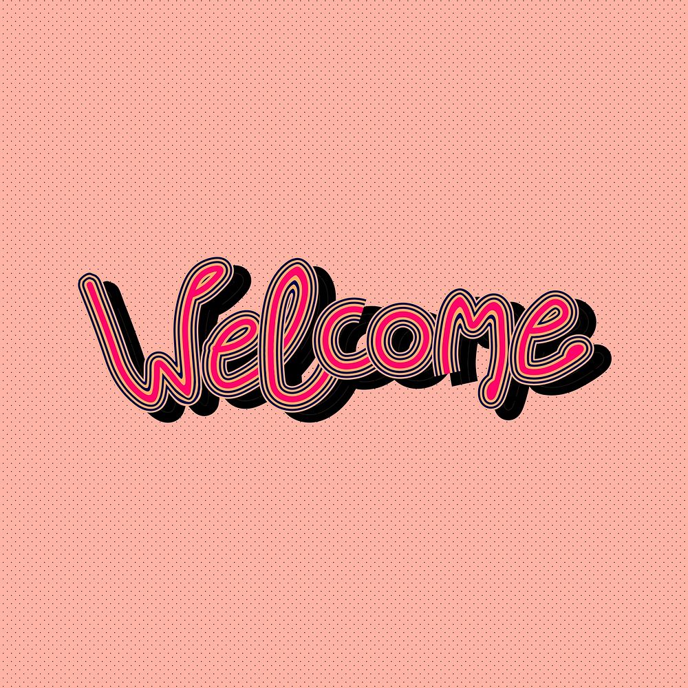 Psd pink Welcome vintage font typography