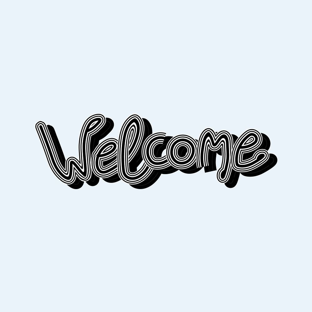 Black Welcome psd retro font with blue background