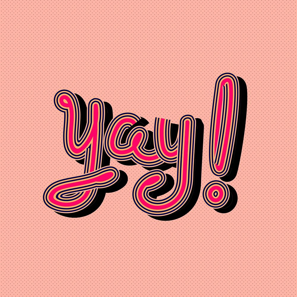 Hot pink vector Yay! sticker vintage font