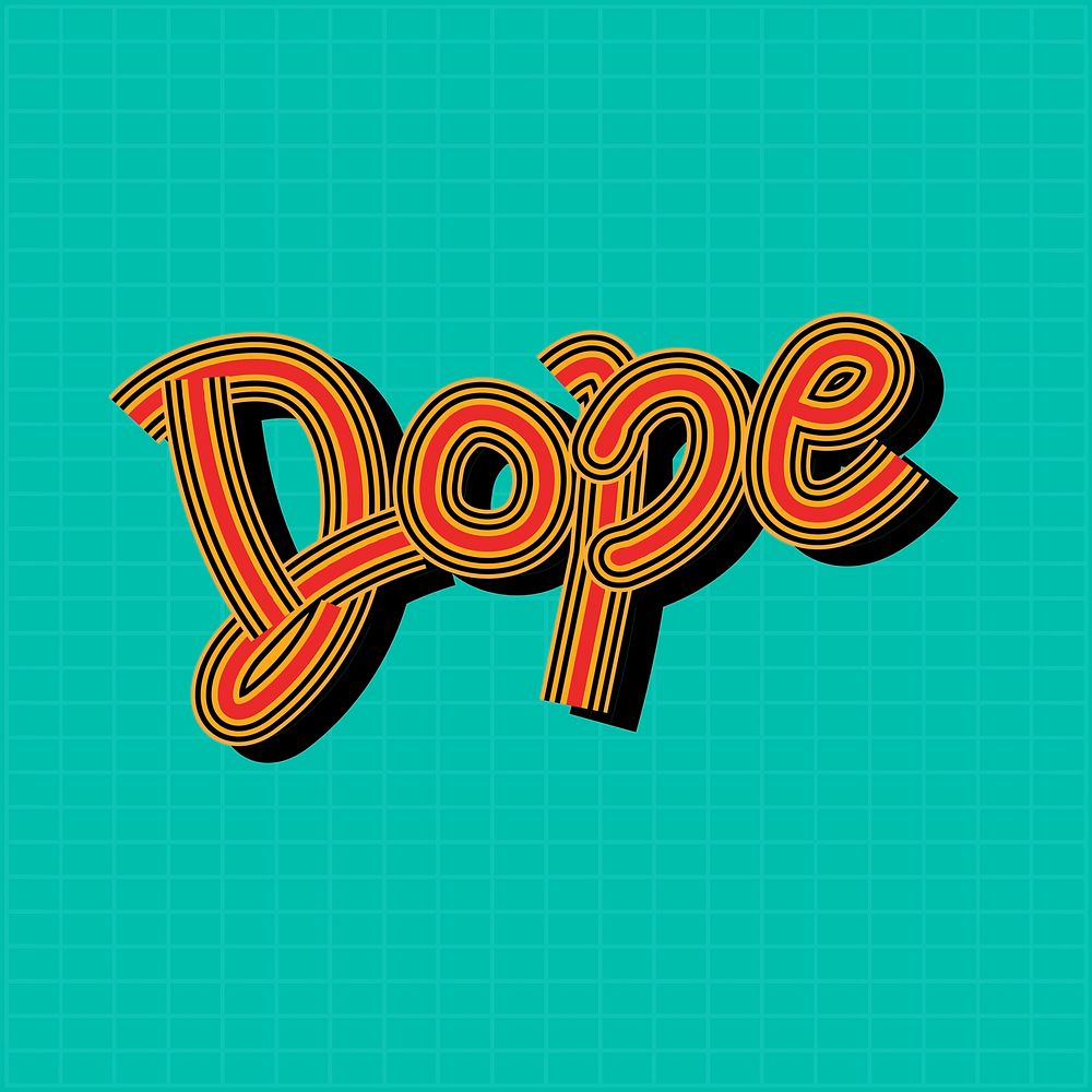 Dope red and green vector word sticker funky