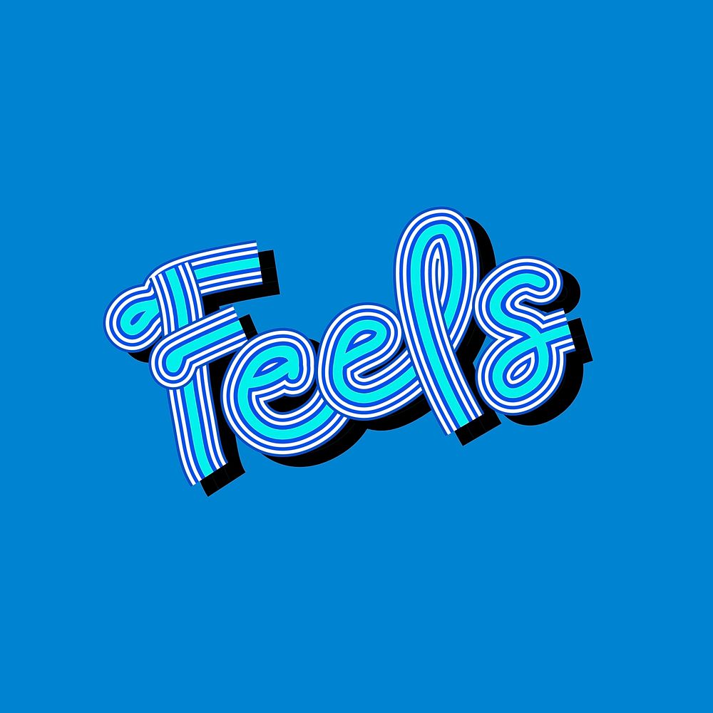 Deep blue Feels vector word illustration