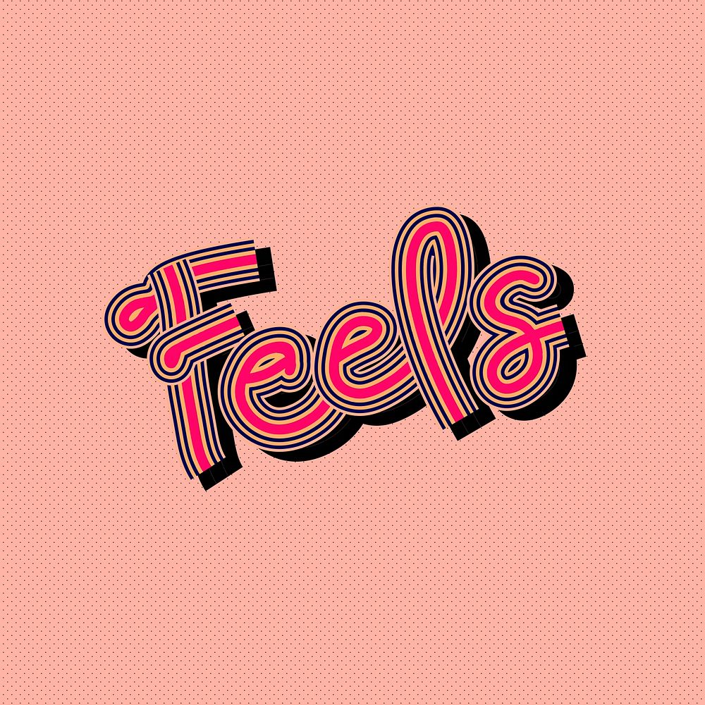 Vintage pink shade Feels vector cursive typography