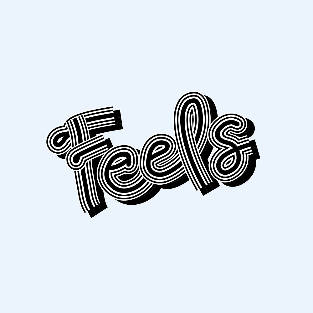 Feels blue and black vector word funky sticker