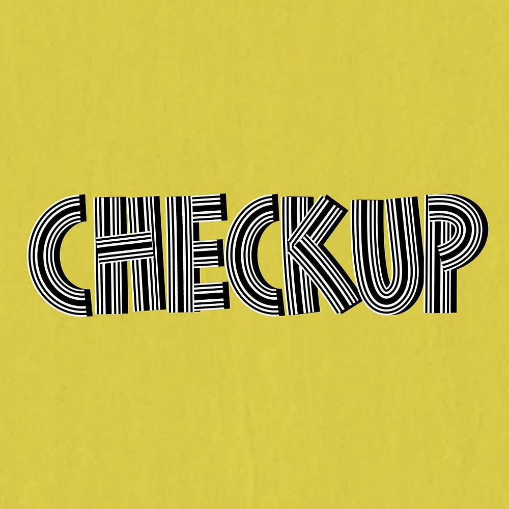 Checkup word psd retro lettering concentric effect doodle font typography