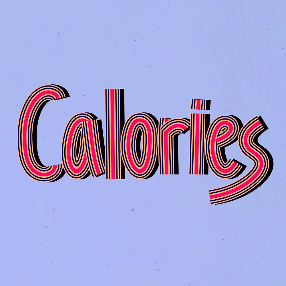 Vector calories word hand drawn concentric font typography