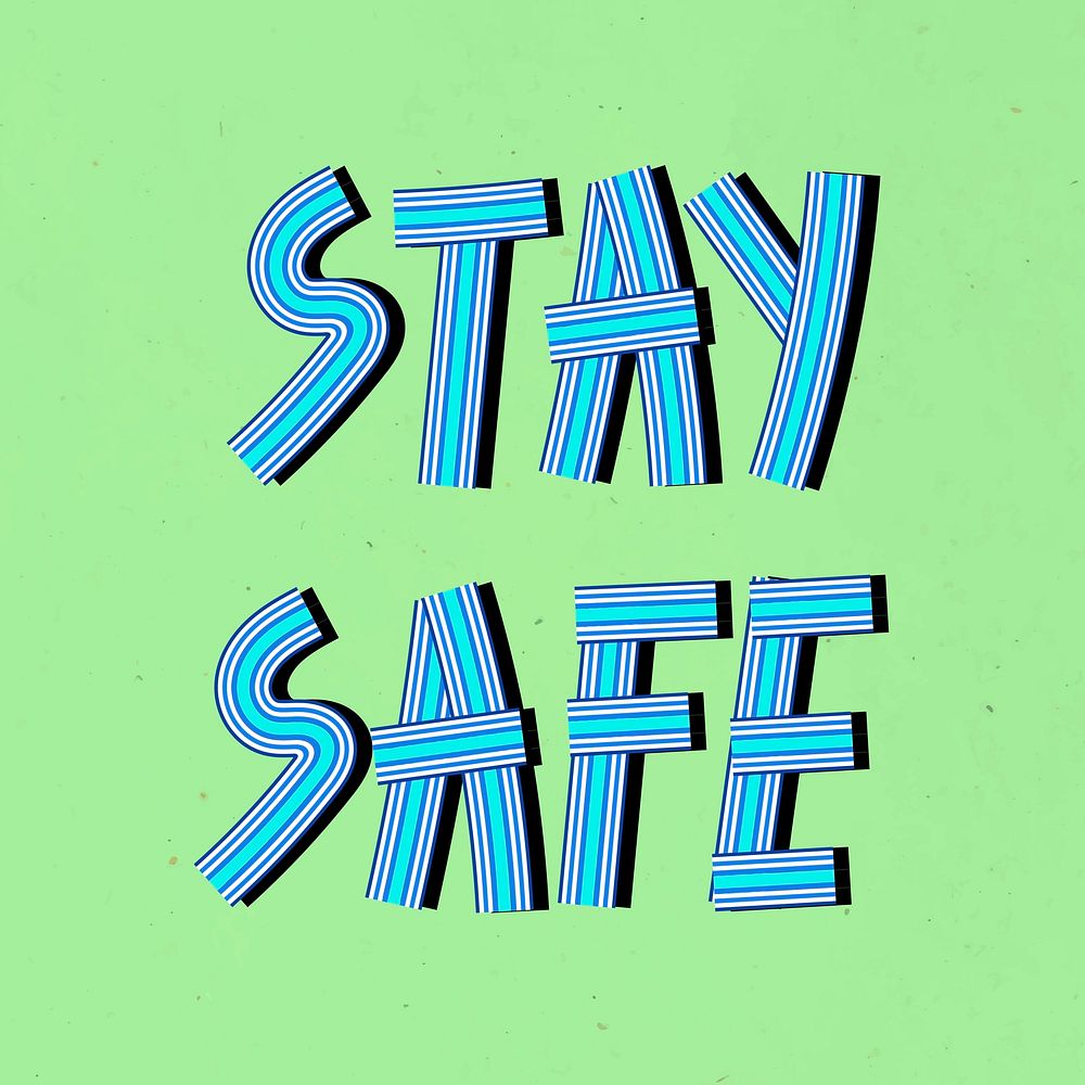 Retro stay safe psd doodle text typography