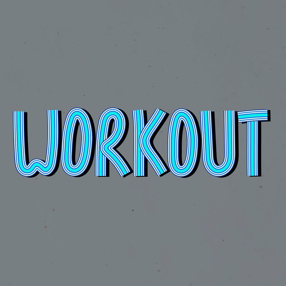Retro doodling psd workout word concentric font typography