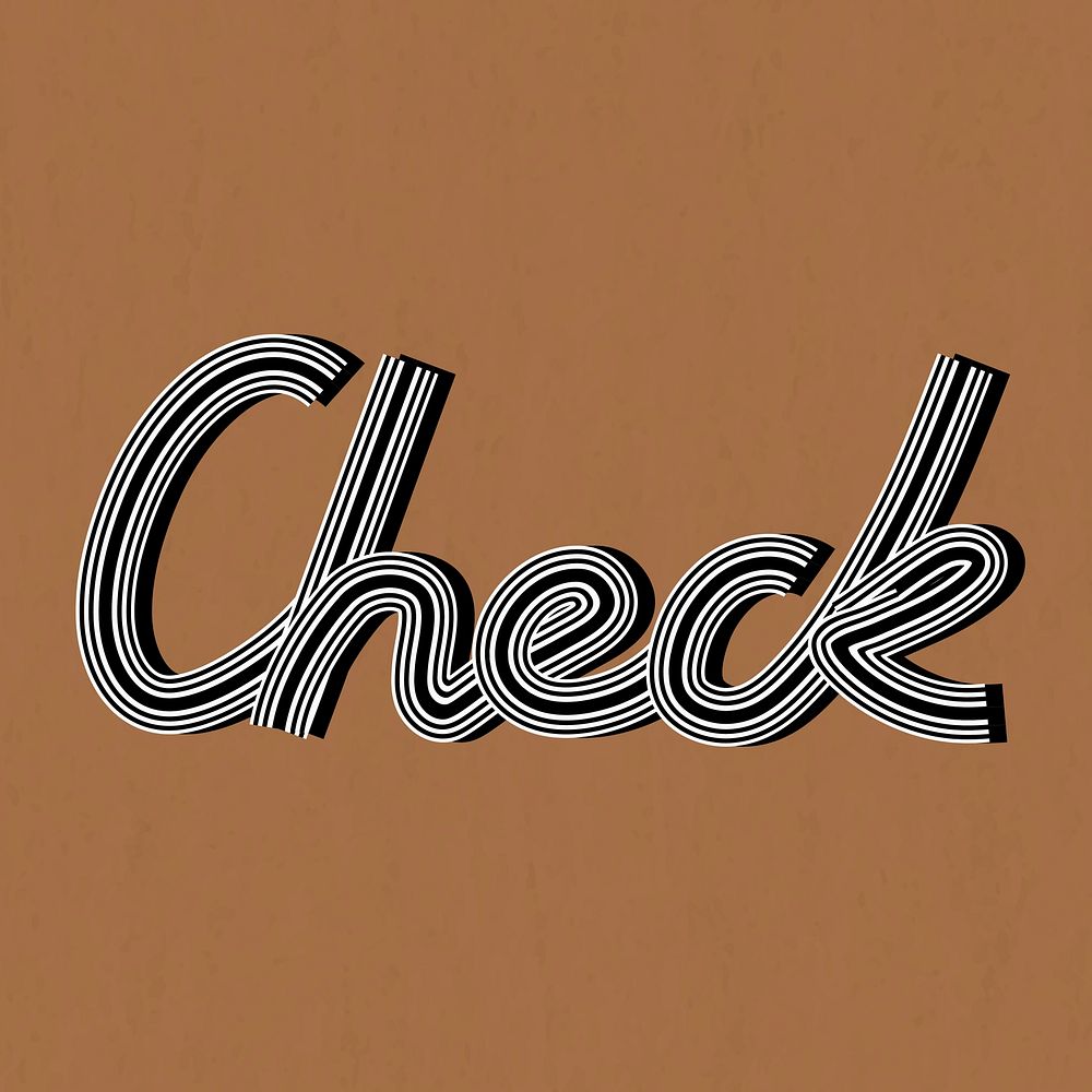 Retro check lettering vector concentric effect font typography