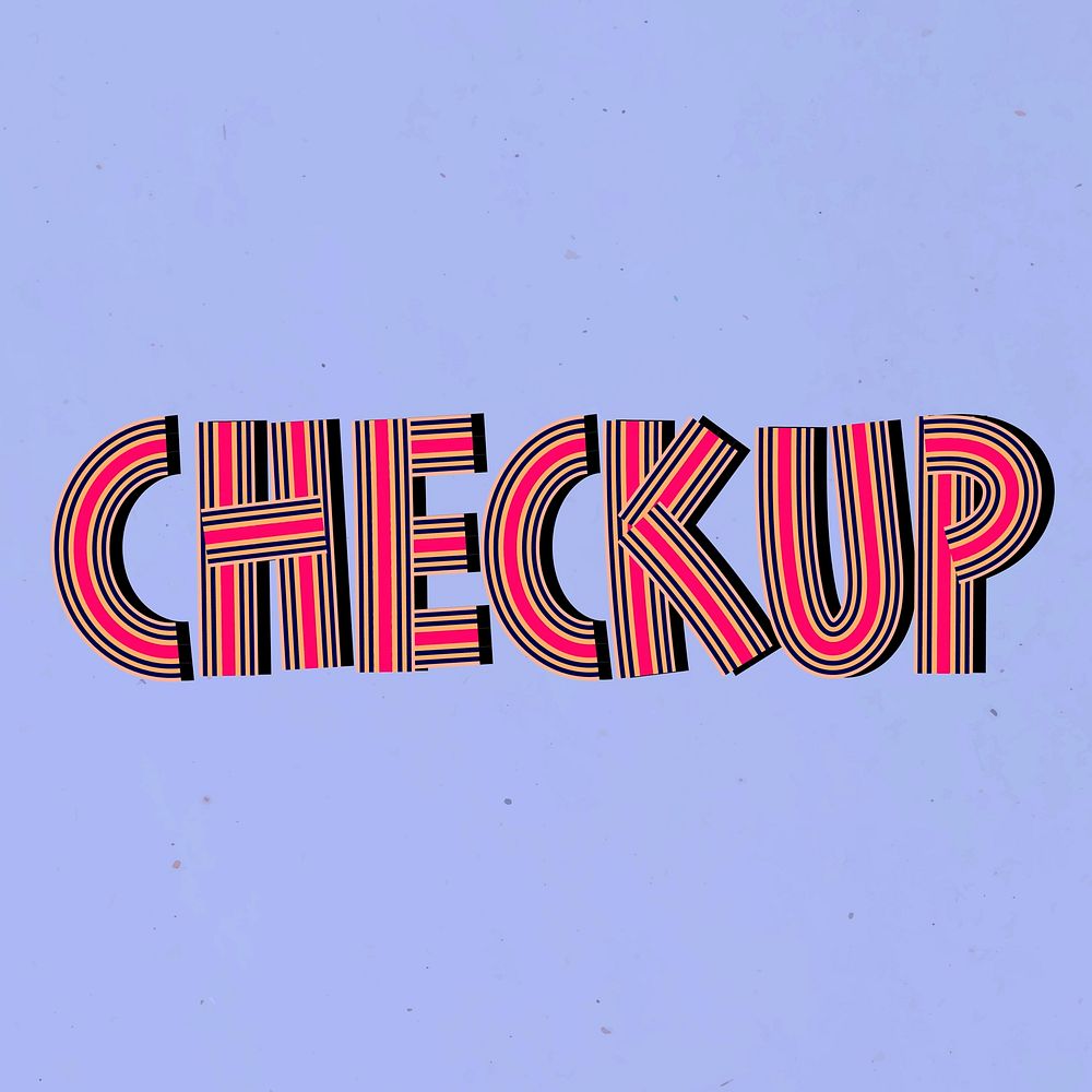 Health word checkup vector concentric font typography
