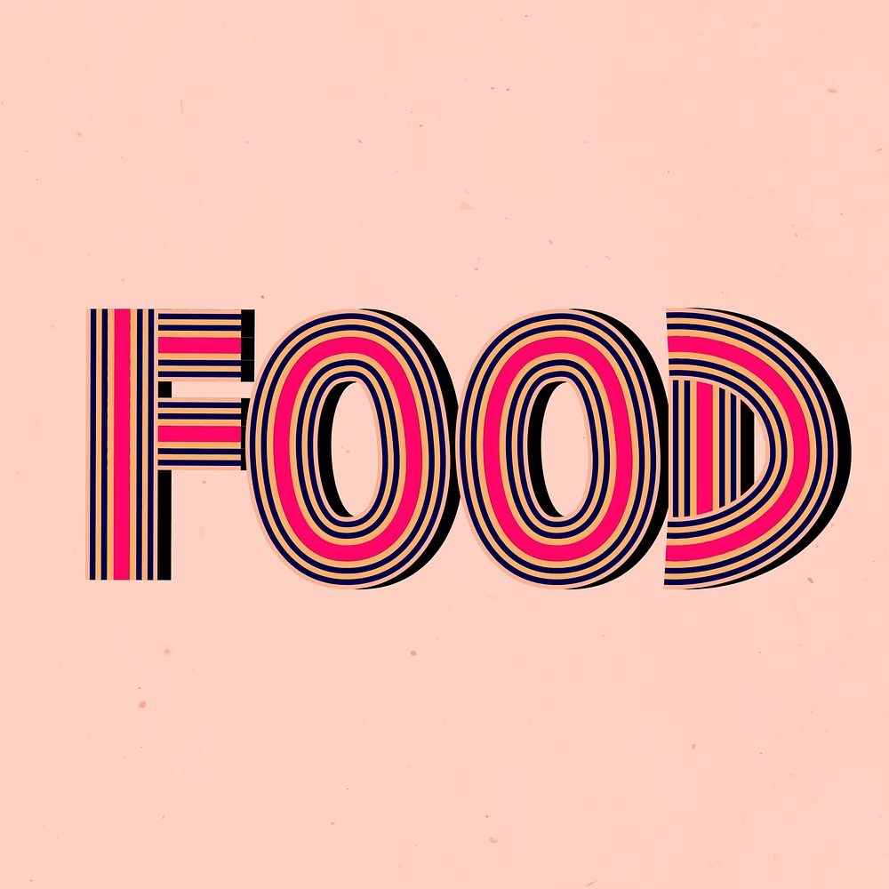 Health word food vector concentric font typography