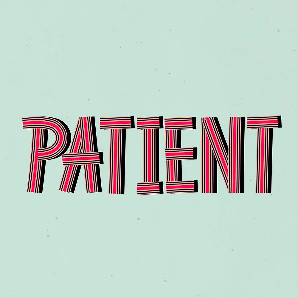 Retro patient text vector lettering concentric font typography