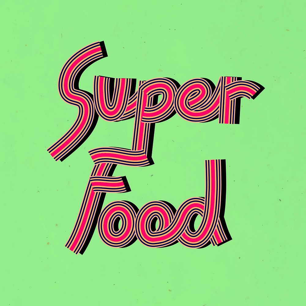 Retro psd super food word concentric font typography